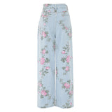 バラプリントワイドデニムパンツ