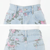 バラプリントワイドデニムパンツ