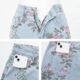 バラプリントワイドデニムパンツ