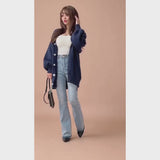 Vネックあざといビジュー釦カーディガン【ニット】