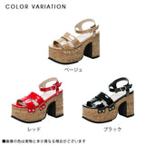 スカラップベルトコルクヒールサンダル
