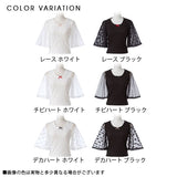 レースorチュールシアーフレア袖シンプルカットソートップス