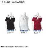 【メール便】フロントビジューオフショルカットソートップス