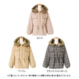 フードファー付ドロストフェイクウールコート