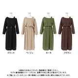 ワンショル長袖ロングワンピース