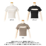 【メール便】バスト開きプチハイ半袖トップス【ニット】