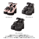 ハートバックルフリルアンクルローファーパンプス