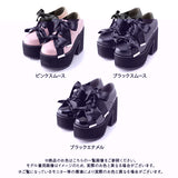 ダブルリボンレースアップパンプス