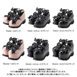 7cmor10cmヒールトリプルハートリボン厚底パンプス
