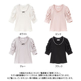 パールネックレス風リブトップス