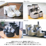 厚底スクエアトゥフロントリングミュールサンダル