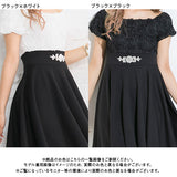 バラレースウエストビジューフレアドッキングワンピース