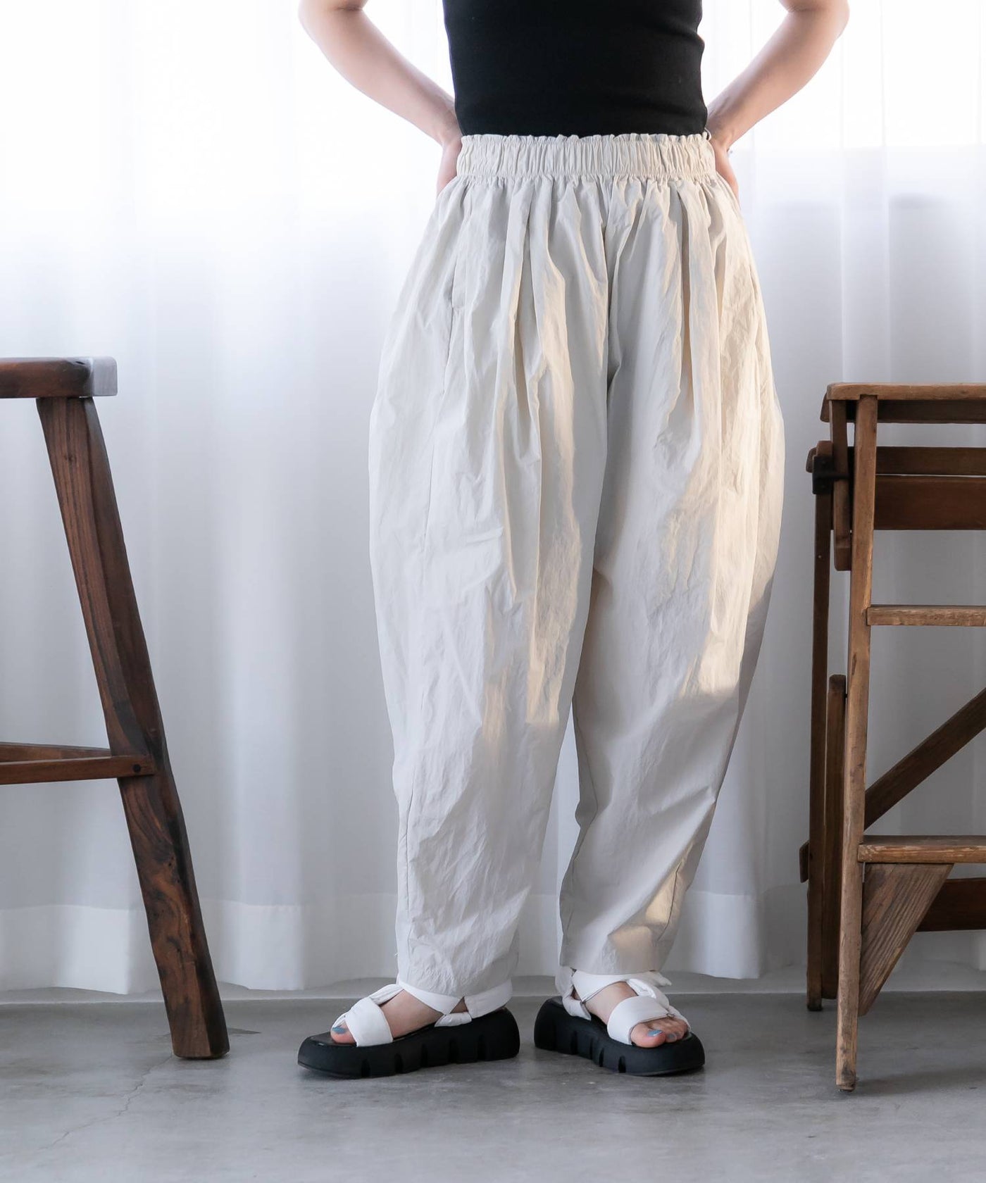STARTEXCEEDEND ギャザーワークパンツ ナイロン 変形 STARTEXCEEDEND ギャザーワークパンツ ナイロン 変形