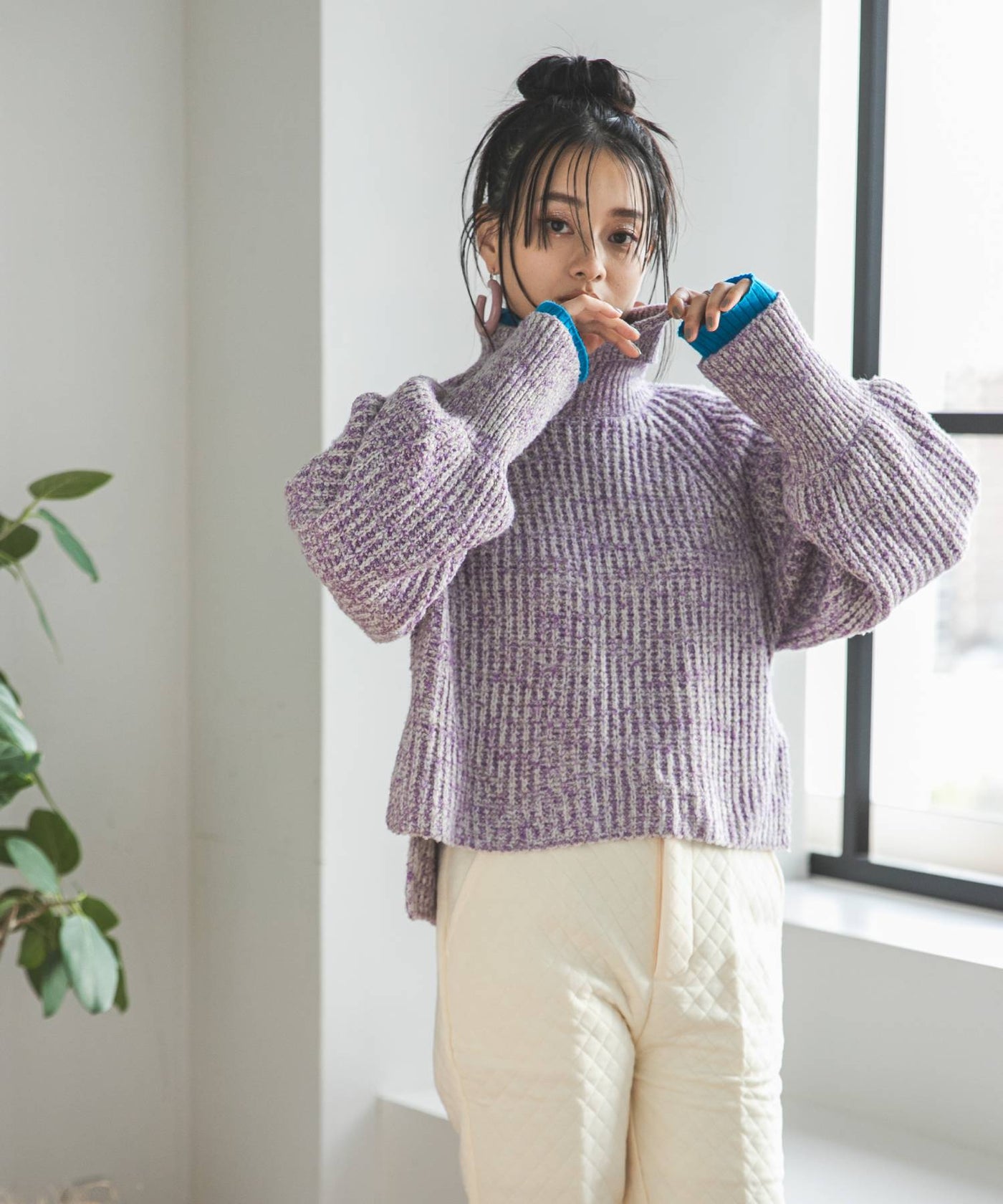 UNTITLED アンタイトル 2 M ニット セーター ピンク アンゴラ 羊毛 ハイネック タートルネック ふわふわ