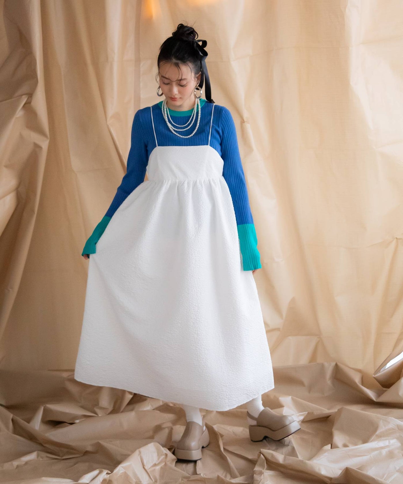 エンボスキャミボリュームワンピース – レディースファッション通販の