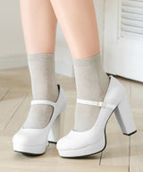 【送料無料 4/30 11時まで】【予約　5/1発送】定番ストラップ11cm太ヒールパンプス 【レディース】【通販】【SD】