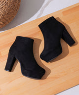 【ブラックのみ定価】10.5cmチャンキーヒール最強美脚ショートブーツ【大きいサイズ有】