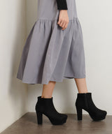 【ブラックのみ定価】10.5cmチャンキーヒール最強美脚ショートブーツ【大きいサイズ有】