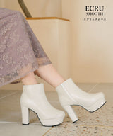 【ブラックのみ定価】10.5cmチャンキーヒール最強美脚ショートブーツ【大きいサイズ有】