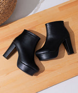 【ブラックのみ定価】10.5cmチャンキーヒール最強美脚ショートブーツ【大きいサイズ有】