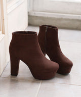 【ブラックのみ定価】10.5cmチャンキーヒール最強美脚ショートブーツ【大きいサイズ有】