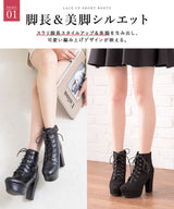 10.5cmヒール最強美脚レースアップショートブーツ