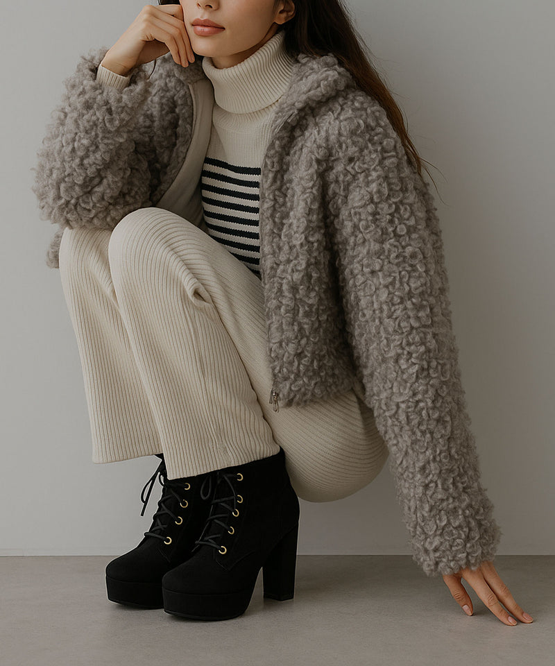 【予約　12/2発送 ブラックのみ】10.5cmヒール最強美脚レースアップショートブーツ【大きいサイズ有】