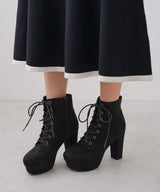 【予約　12/2発送 ブラックのみ】10.5cmヒール最強美脚レースアップショートブーツ【大きいサイズ有】