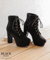 【予約　12/2発送 ブラックのみ】10.5cmヒール最強美脚レースアップショートブーツ【大きいサイズ有】