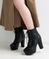 【予約　12/2発送 ブラックのみ】10.5cmヒール最強美脚レースアップショートブーツ【大きいサイズ有】