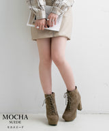 【予約　12/2発送 ブラックのみ】10.5cmヒール最強美脚レースアップショートブーツ【大きいサイズ有】