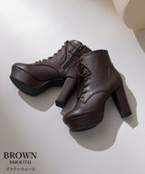 【予約　12/2発送 ブラックのみ】10.5cmヒール最強美脚レースアップショートブーツ【大きいサイズ有】