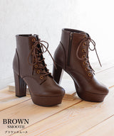 【予約　12/2発送 ブラックのみ】10.5cmヒール最強美脚レースアップショートブーツ【大きいサイズ有】