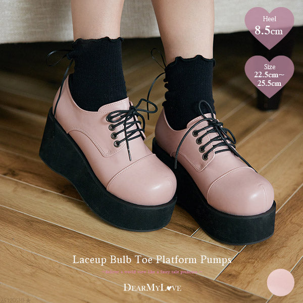 レースアップおでこパンプス【大きいサイズ有】