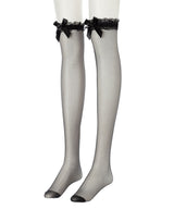 【9/7 11時まで限定価格】シースルーフリルリボンニーハイソックス