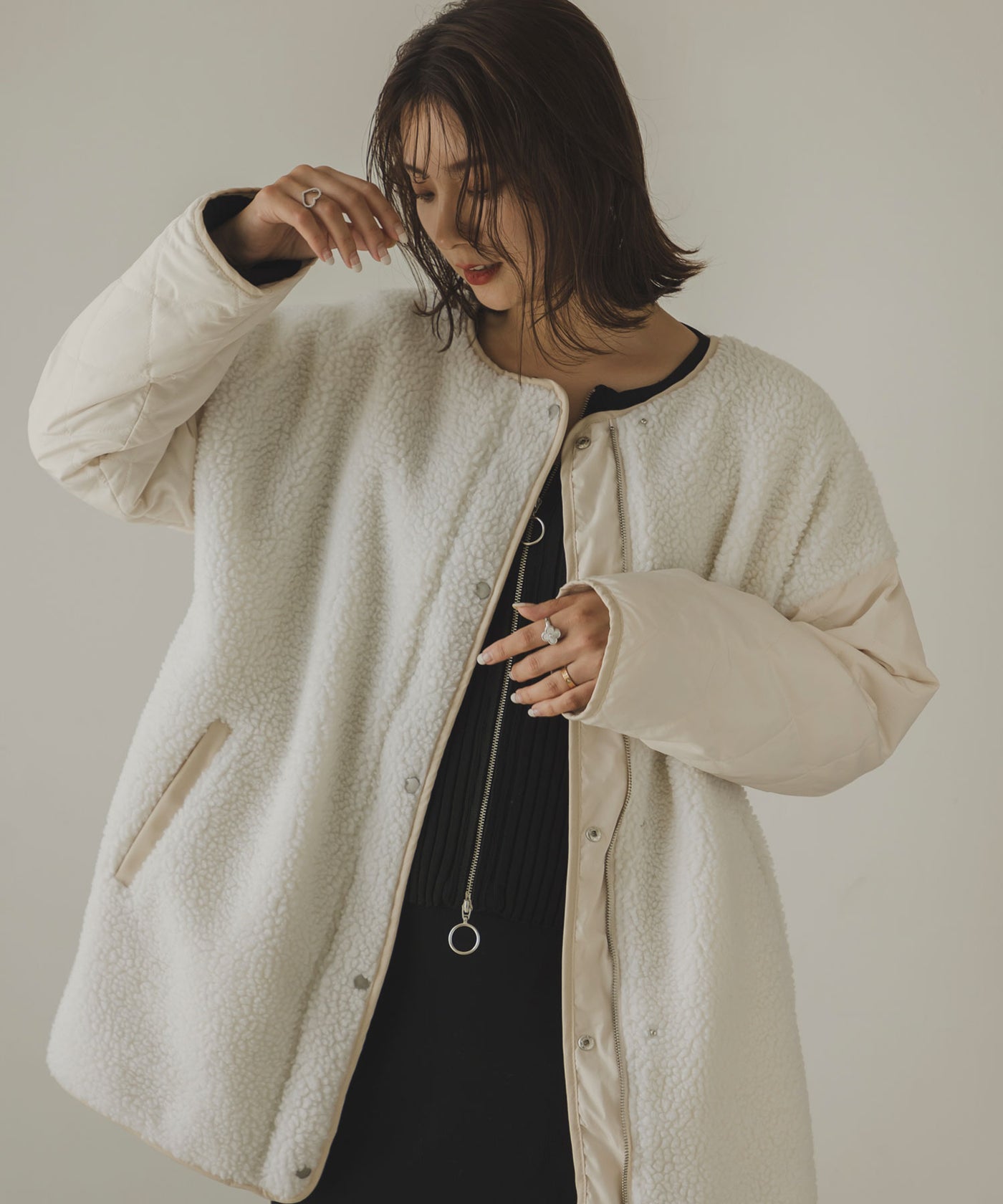 2buy10%OFF対象】ボア×キルトリバーシブルジャケット – レディース