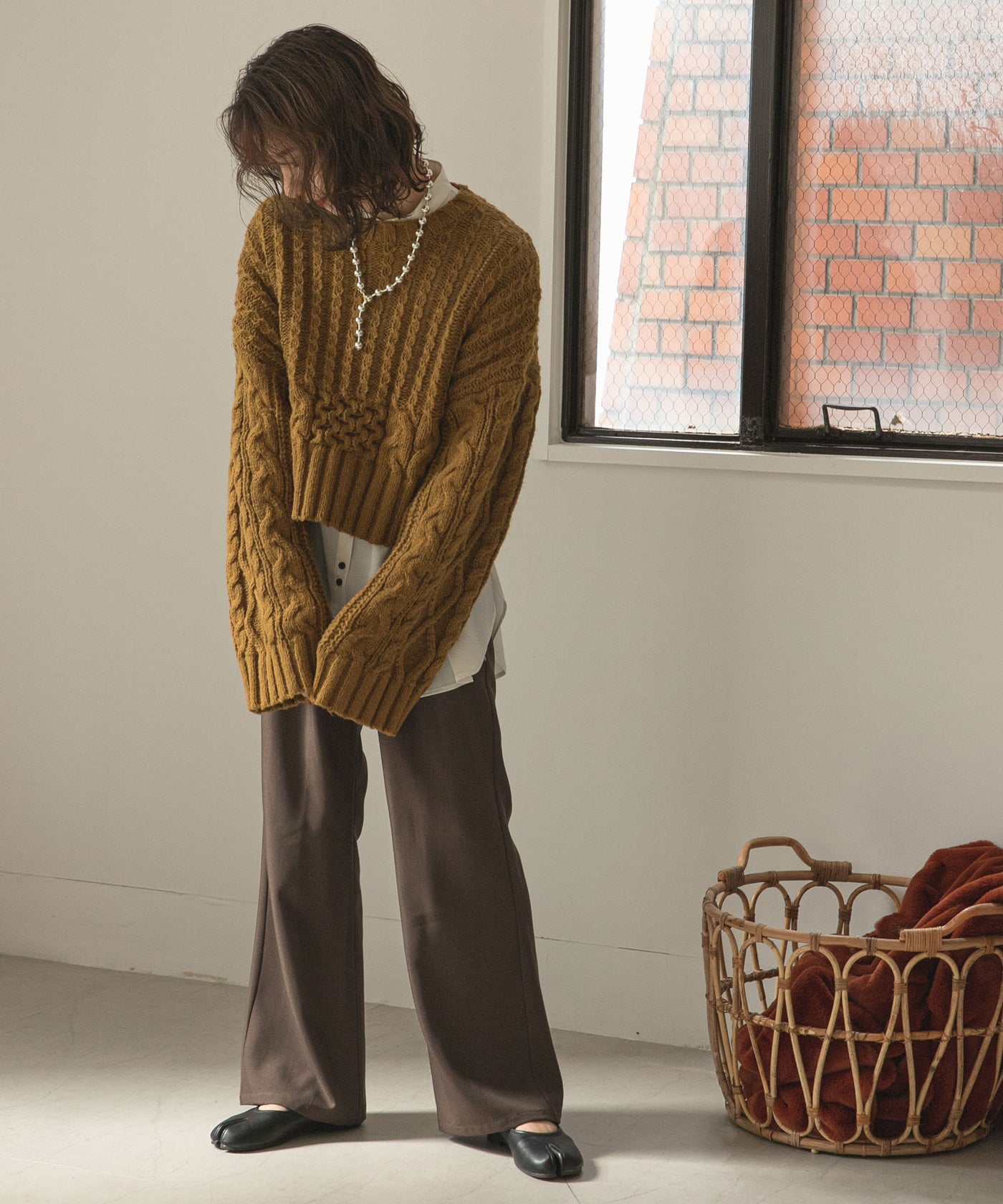 ODAKHA◆margaret knit ショートスリーブニット /1/コットン/グリーン/総柄/OH24SS-KN12 HORIZON ショートスリーブニット｜ライトグレー（COQ-24SS-N