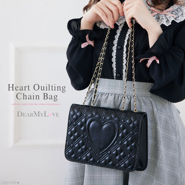 ハートキルティングチェーンバッグ