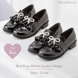 選べるヒールパールリボンローファーパンプス
