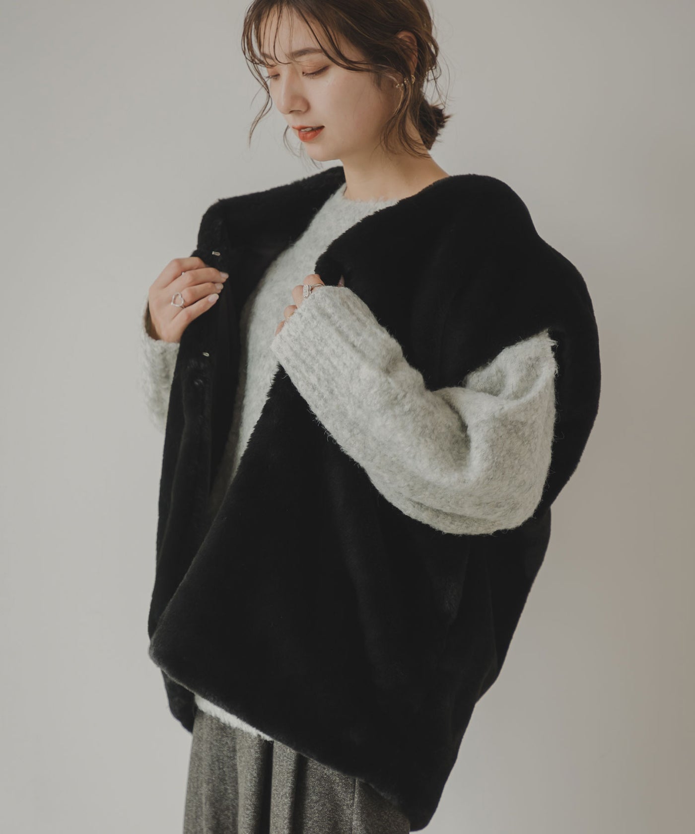 anuke エコファーベスト　CLANE EOFOLD stunning anuke SALE ANUKE (アンヌーク）Eco Fur Vest 当日発送 62420102