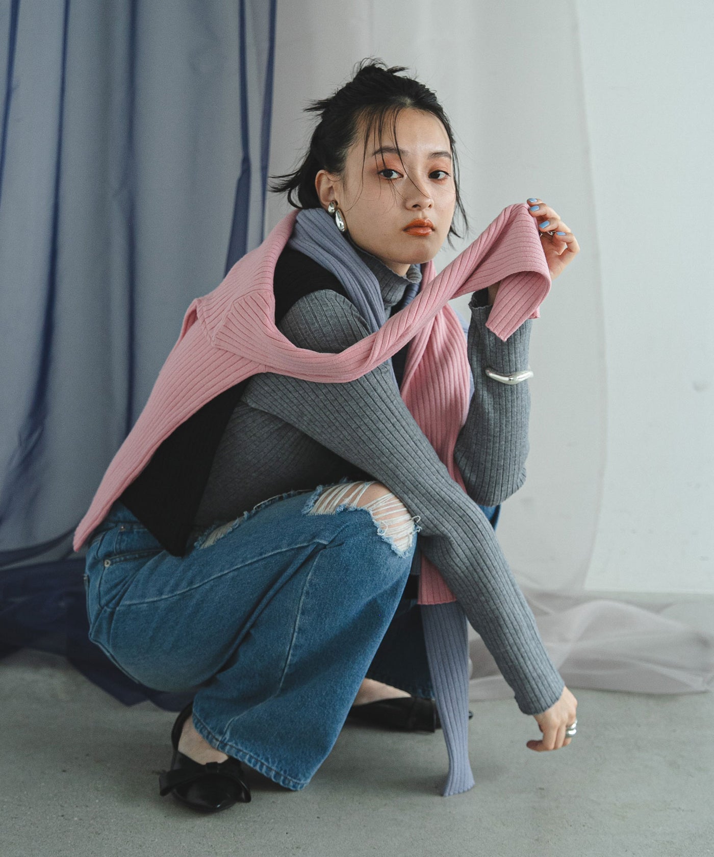 BLAMINK レーヨン ナイロン リブ タートル ネック ロング スリーブ レーヨンナイロンリブタートルネックロングスリーブ | BLAMINK (Women