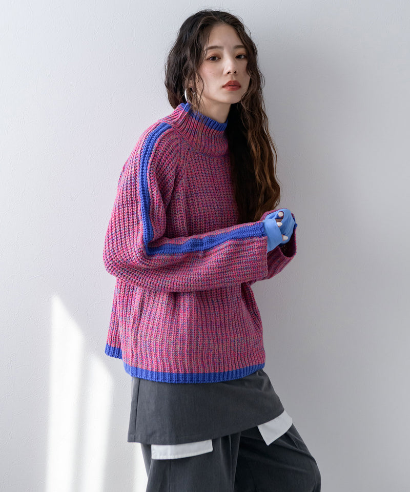 スリーブラインカラフルミックスニット
