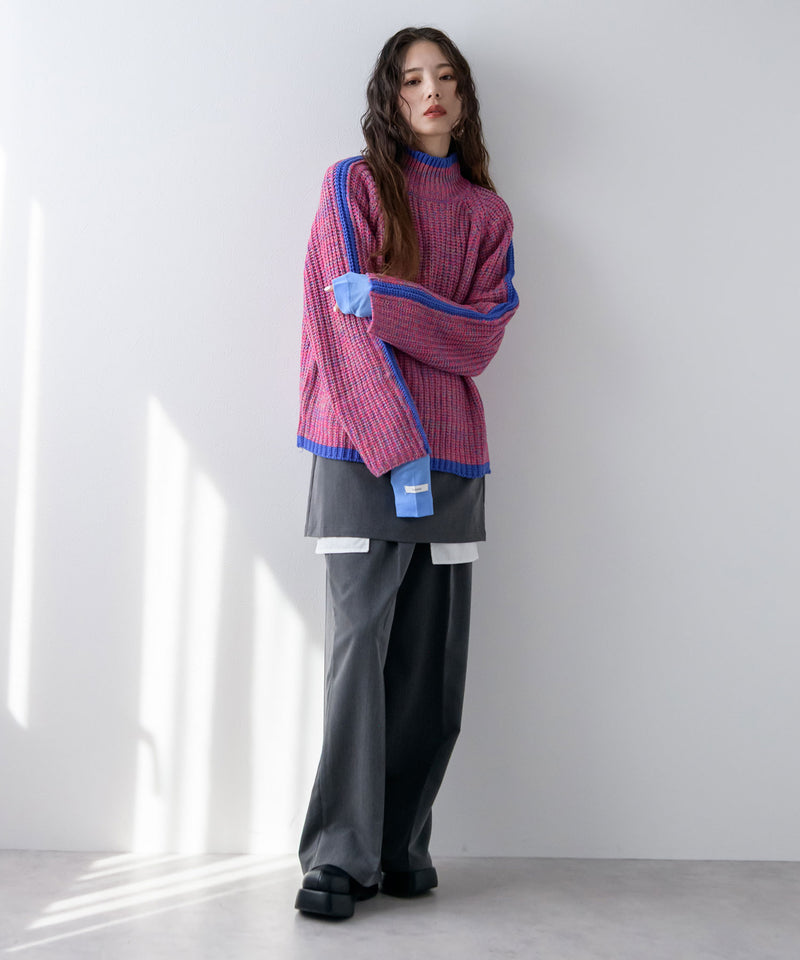 スリーブラインカラフルミックスニット