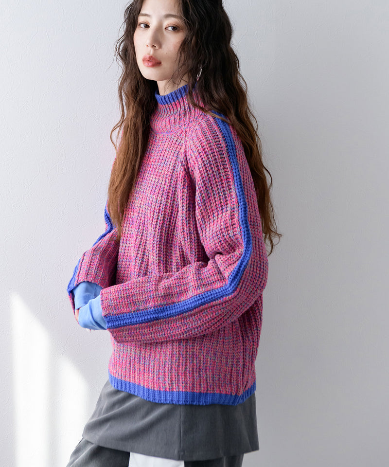 スリーブラインカラフルミックスニット