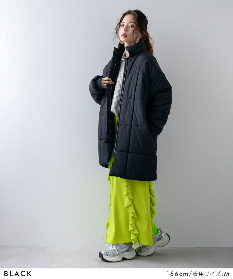 裏地配色ミドル丈中綿ブルゾン