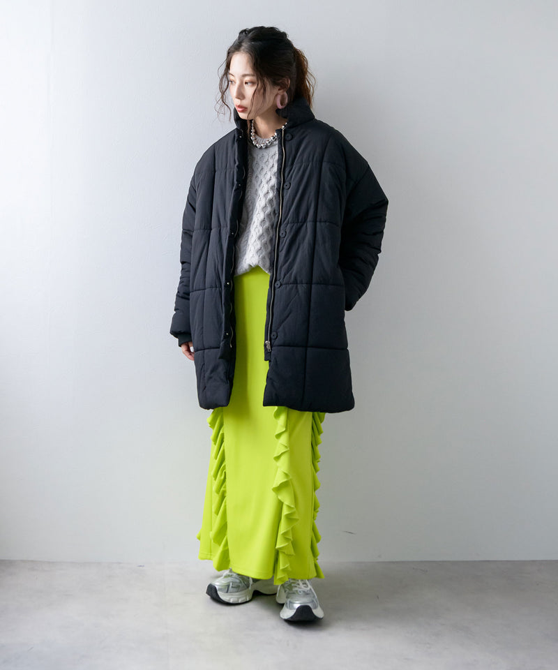 裏地配色ミドル丈中綿ブルゾン