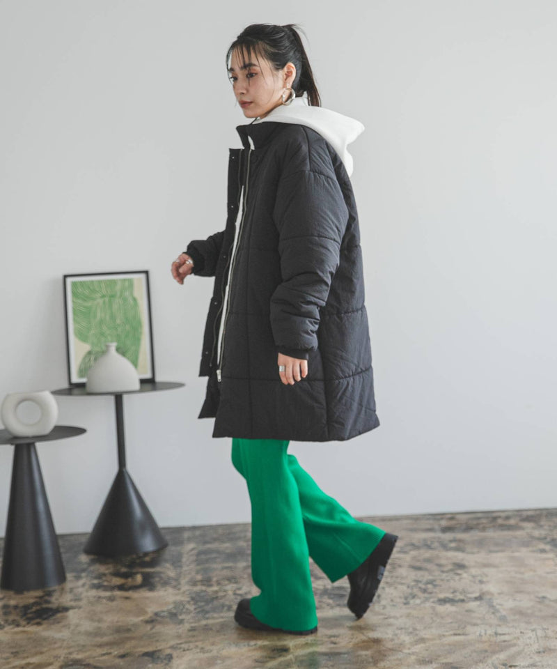 裏地配色ミドル丈中綿ブルゾン