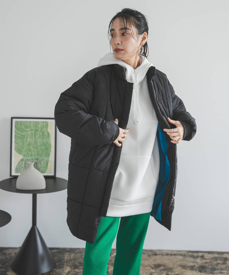 裏地配色ミドル丈中綿ブルゾン