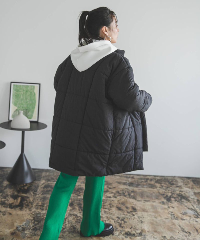 裏地配色ミドル丈中綿ブルゾン