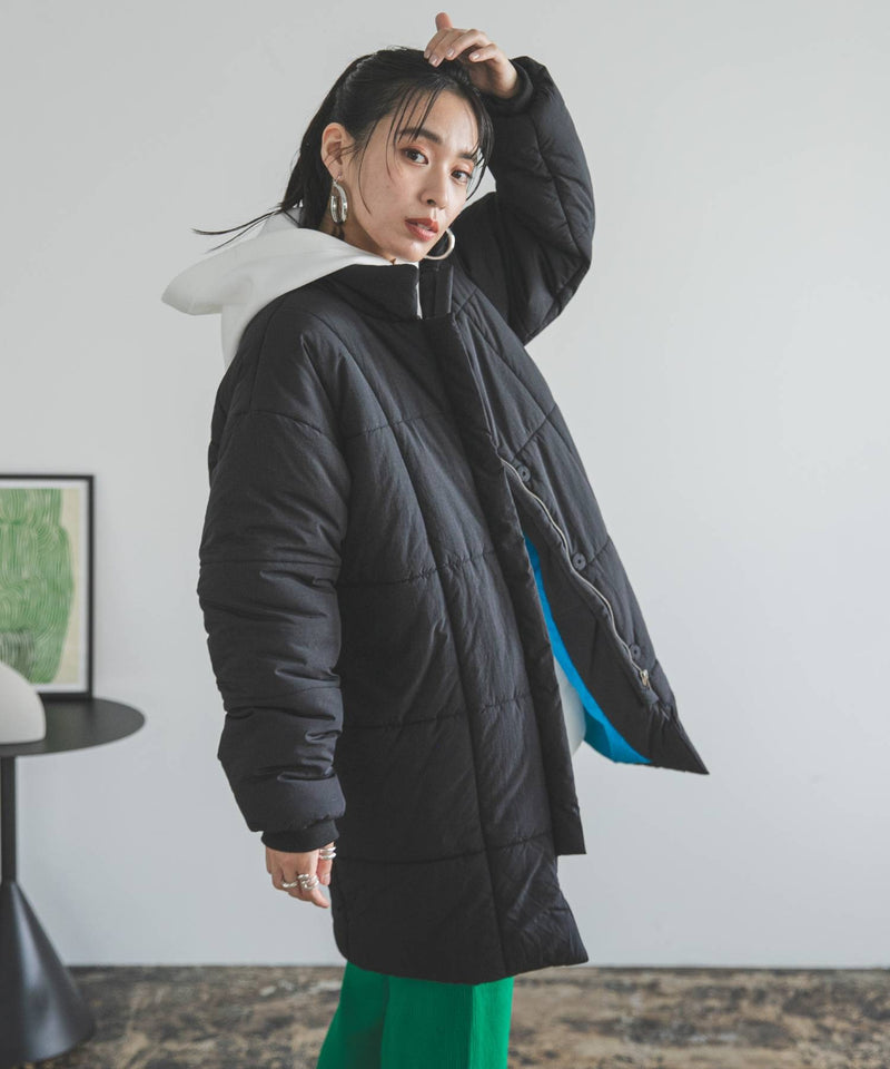 裏地配色ミドル丈中綿ブルゾン